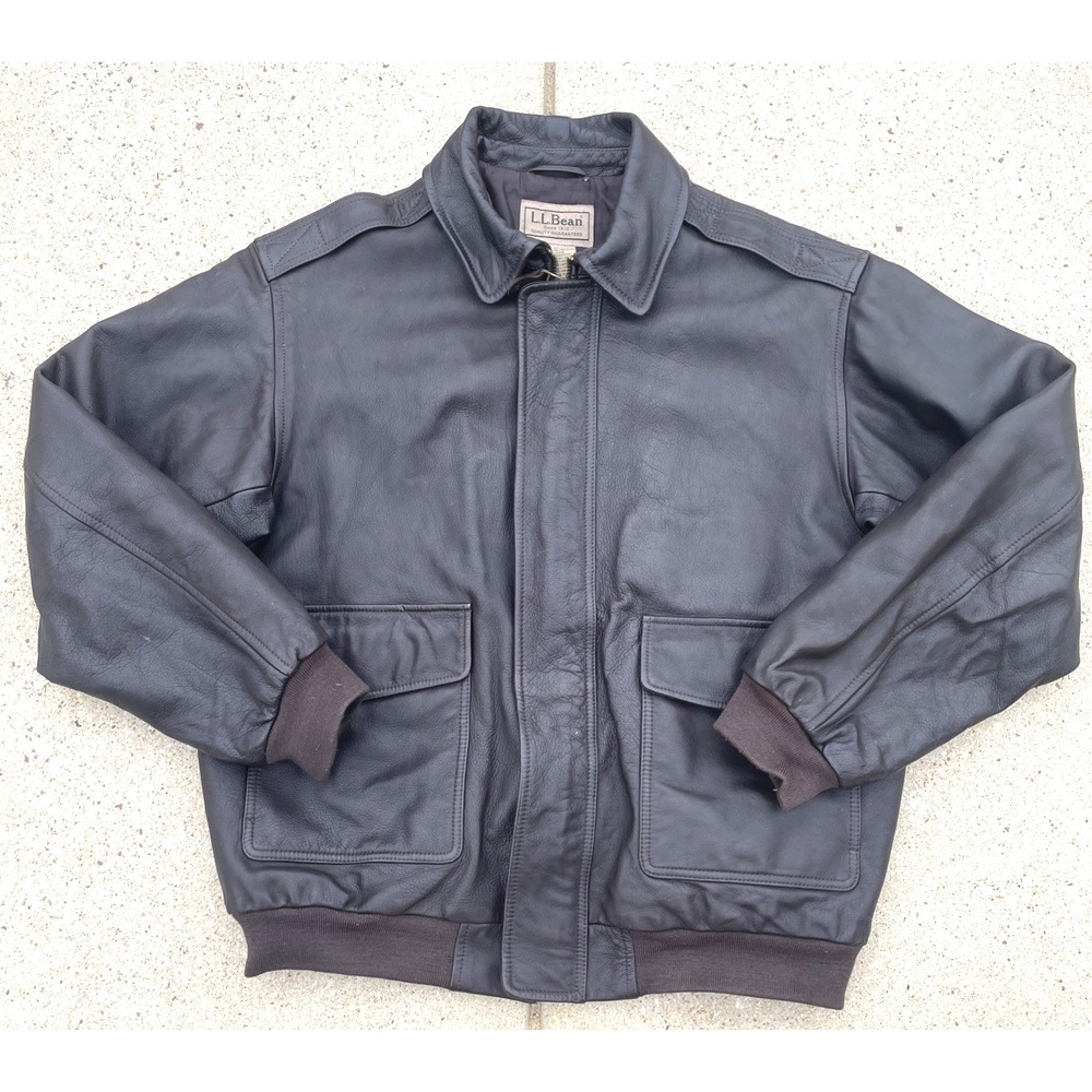 LL BEAN BROWN GOATSKIN LEATHER A-2 BOMBER FLIGHT JACKET XL PILOT AVIATOR COAT